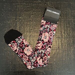 Dolce & Gabbana Black and Pink Floral Women's Knee Socks